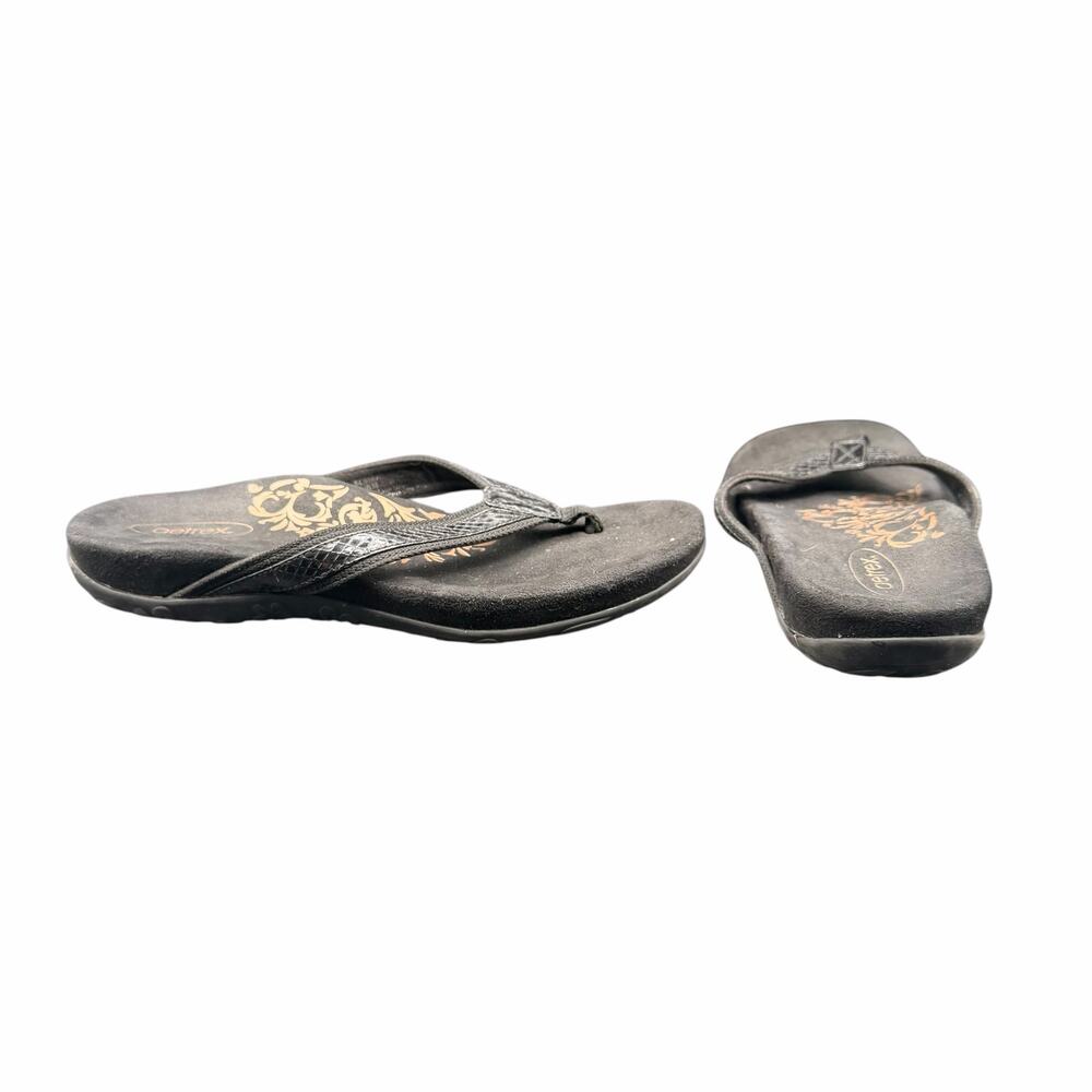 Aetrex Black Thong Sandals EU 38 US 7.5 Orthotic Comfort Flip Flops